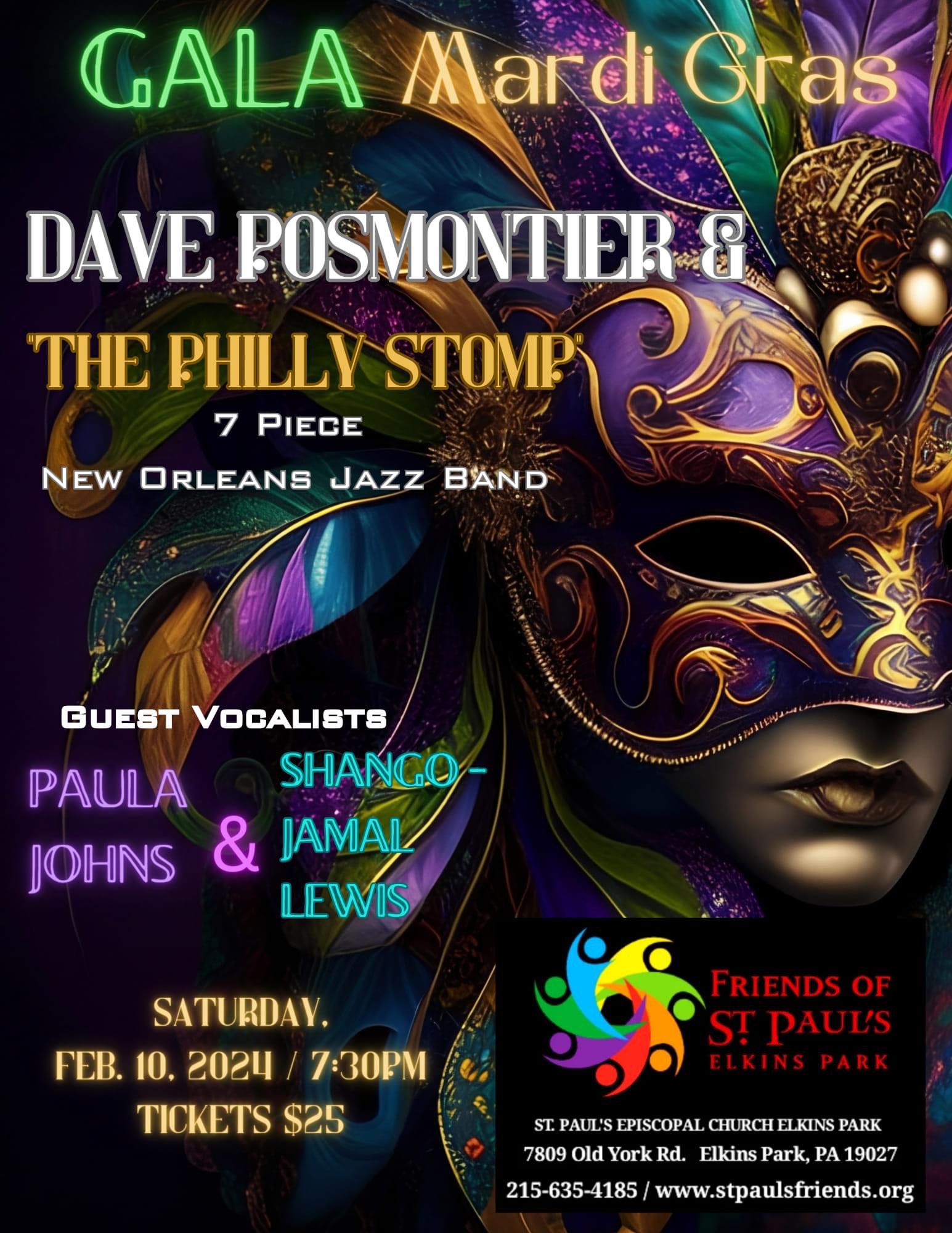 Friends of St. Paul's Concert Series: Gala Mardi Gras Celebration with The Philly Stomp